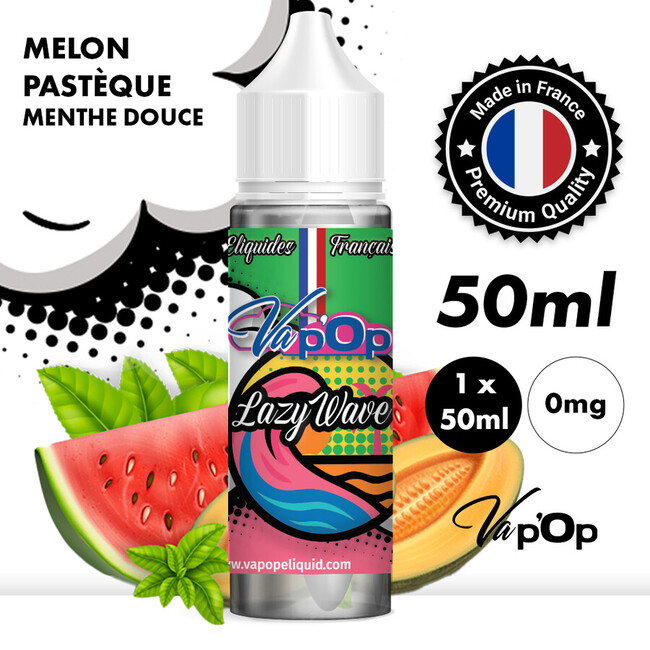 1 x 50ml SANS NICOTINE 50MPGV 50VG LAZYWAVE ELIQUIDE SAVEUR MELON PASTEQUE MENTHE ELIQUIDES FRUITS FRAIS FRANÇAIS VAPOP-1