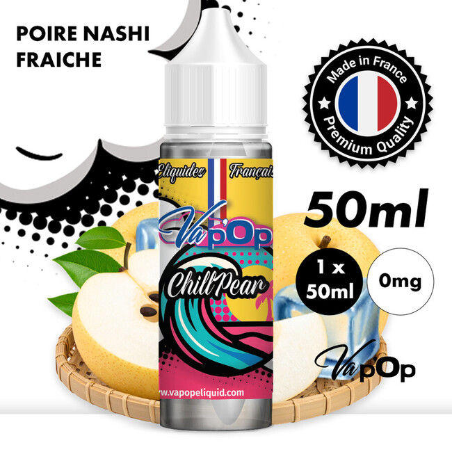 1 x 50ml sans nicotine 50MPGV 50VG CHILL PEAR ELIQUIDE SAVEUR POIRE NASHI JAPONAISE FRAICHE ELIQUIDES FRUITS FRAIS FRANÇAIS VAPOP-1
